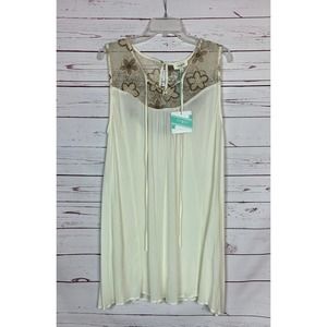 Umgee USA Boutique Women's L Large Ivory Cream Lace Sleeeless Dress NEW TAGS